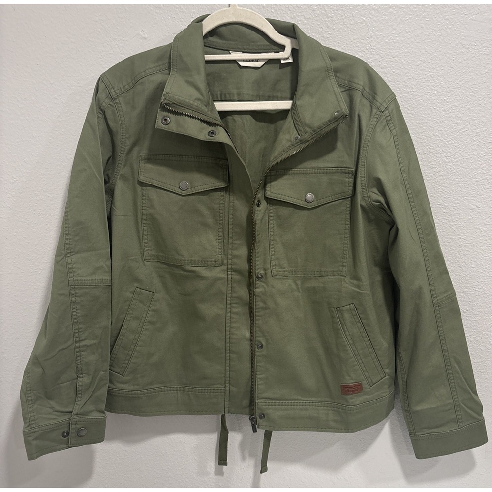 L.L. Bean Classic Utility Jacket Coat Olive Army Green Women's‎ Size Medium
